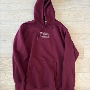 Whitney Houston Maroon Hoodie with Embroidered Text
